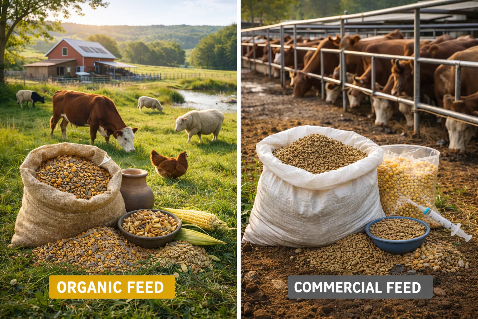 Organic vs Commercial Feed: What’s Better for Farm Animals?