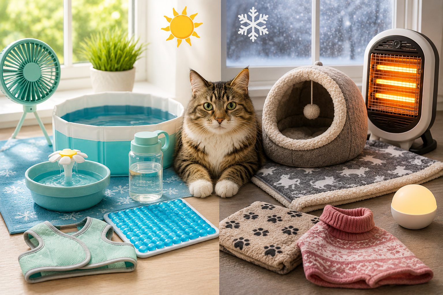 Seasonal Cat Care Accessories for Summer and Winter
