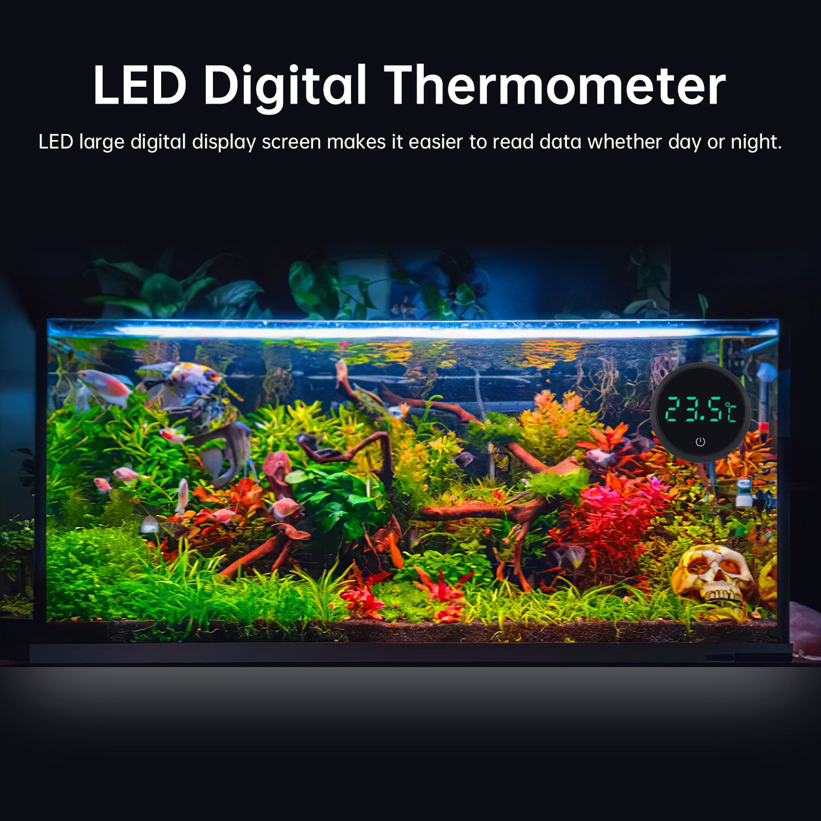 Cordless Digital Aquarium Thermometer LED Display Electronic Fish Tank Water Temperature Measurement Control Temp Meter Gauge
