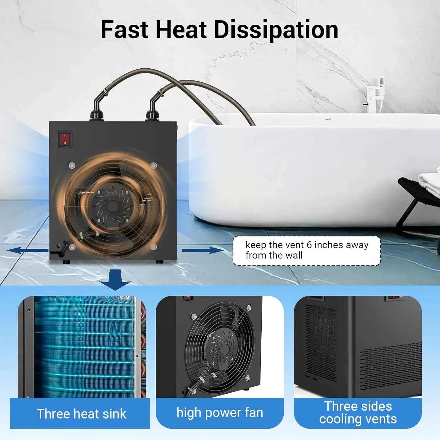 Aquarium Chiller 132gal 500L, 1/2 HP Active Aqua Chiller for Axolotl,Hydroponic System,Sea/Fresh Water,Fish Tank,Water Chiller