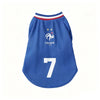 French  football team Pet Breathable Mesh Jersey Summer Quick Dry Vest Thin Cool T Shirt Clothes for Cats Dogs Puppy
