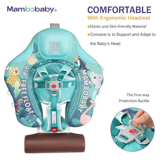 Mambobaby Baby Pool Float with Canopy & Tile Baby Swim Ring Infant Swimming Trainer Circle With Adjustable Strap for Boys Girls