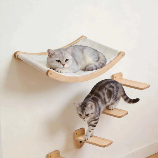 39.4In Wall-mounted Cat Roped Bridge for Indoor Cats Steps with Sisal Wall Wooden Furniture for Sleeping Playing Climbing