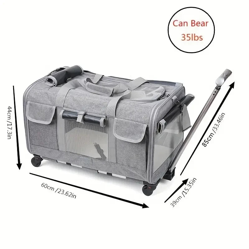 Extra Large Portable Pet Trolley Case, Detachable Dog Trolley Case, Large Foldable Pet Bag Cat Travel Carrier Bag - Play Paws Toys