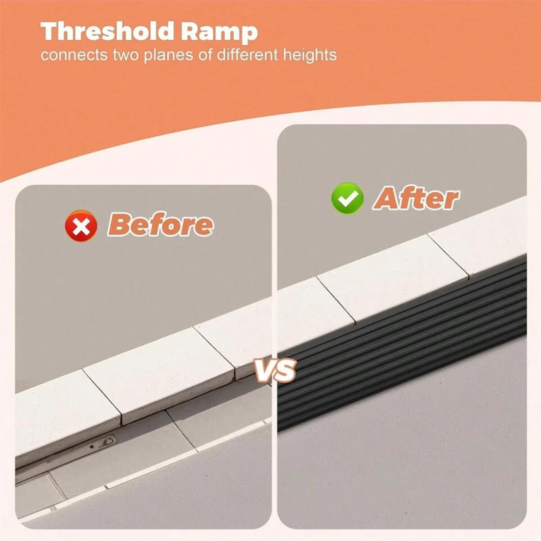 1PC 0.9mx5cm Multi-Purpose Ramp Mat Door Threshold Ramp- Self-Adhesive, Durable, Non-Slip, Suitable for Robotic Vacuums