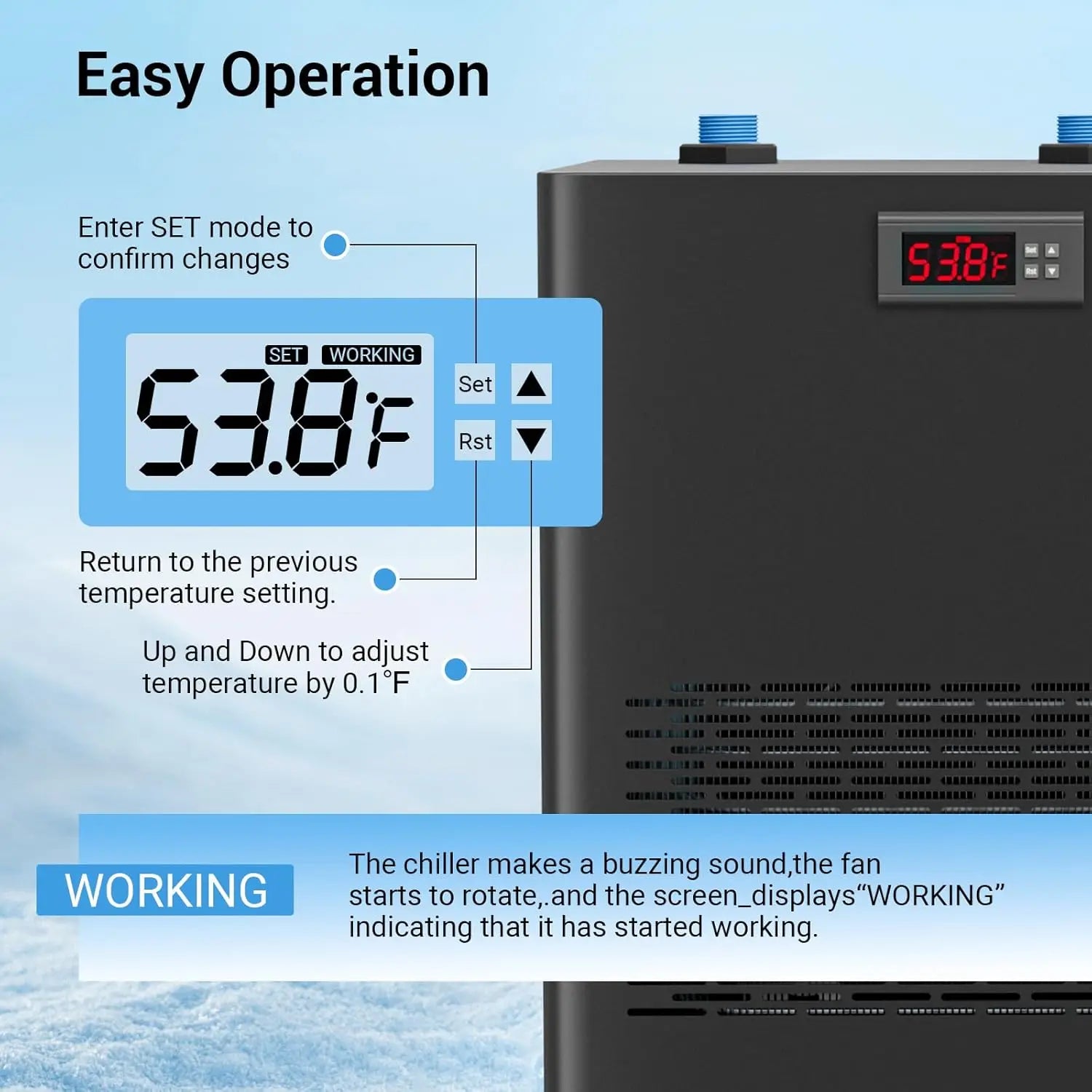 Aquarium Chiller 132gal 500L, 1/2 HP Active Aqua Chiller for Axolotl,Hydroponic System,Sea/Fresh Water,Fish Tank,Water Chiller