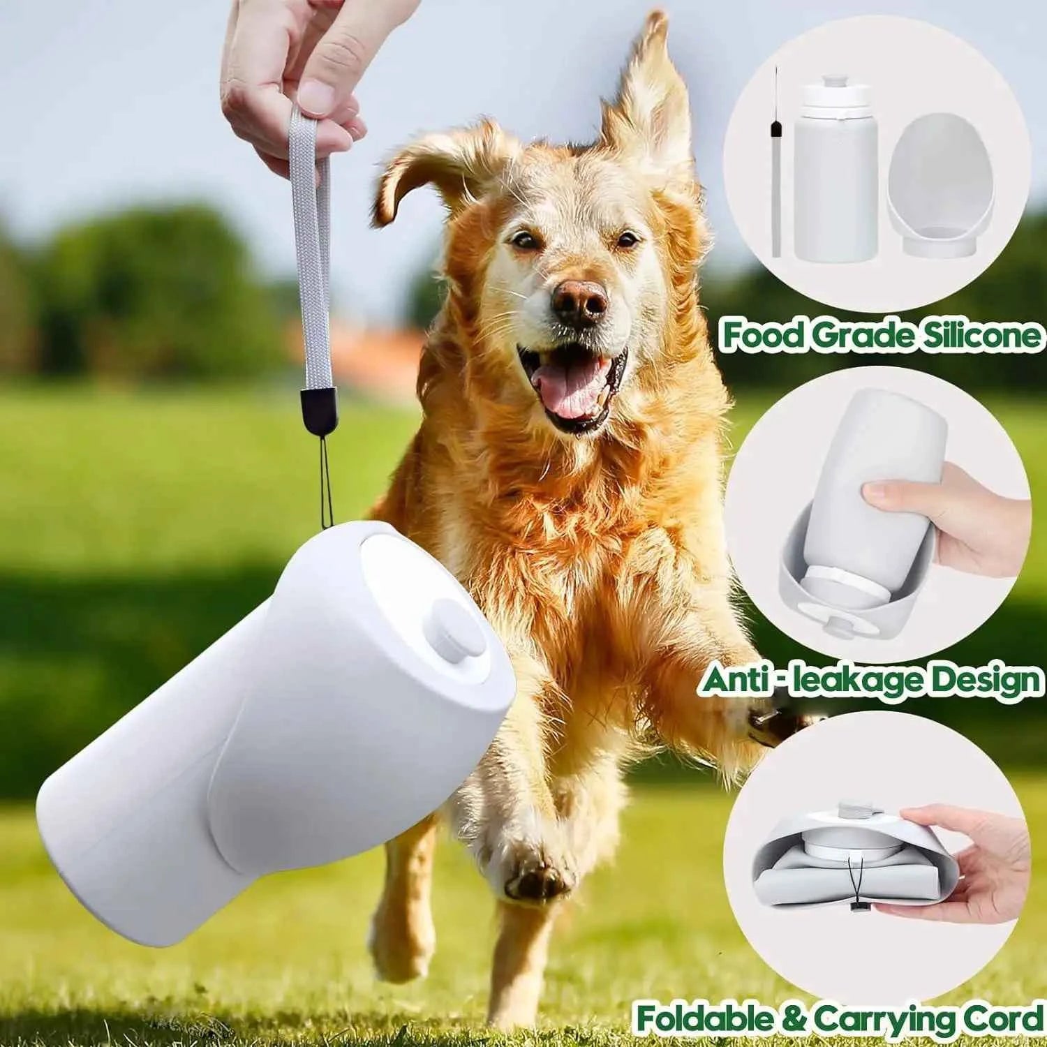 Portable Dog Cat Water Bowl, 550ml Foldable Leak-proof Water Bottle, Dog Travel Water Bottle, Leak Proof Water Dispenser for Dogs, Pet Feeder Bowl