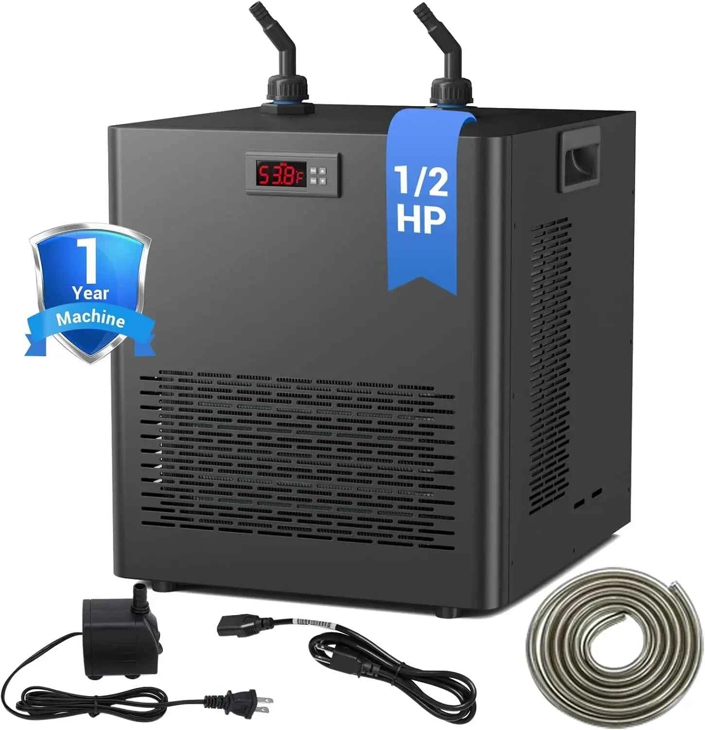Aquarium Chiller 132gal 500L, 1/2 HP Active Aqua Chiller for Axolotl,Hydroponic System,Sea/Fresh Water,Fish Tank,Water Chiller
