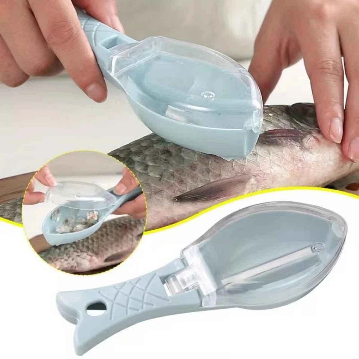 Fish Scales Graters Scraper Fish Cleaning Tool Scraping Scales Device with Cover Home Kitchen Cooking Fishing Tool Pesca Tackle