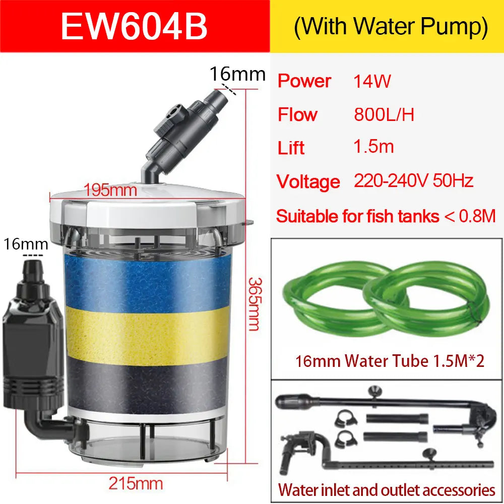 SUNSUN Pre-Filter Biochemical Fish Tank Filter Barrel Ultra-quiet Transparent External Aquarium Filter Bucket