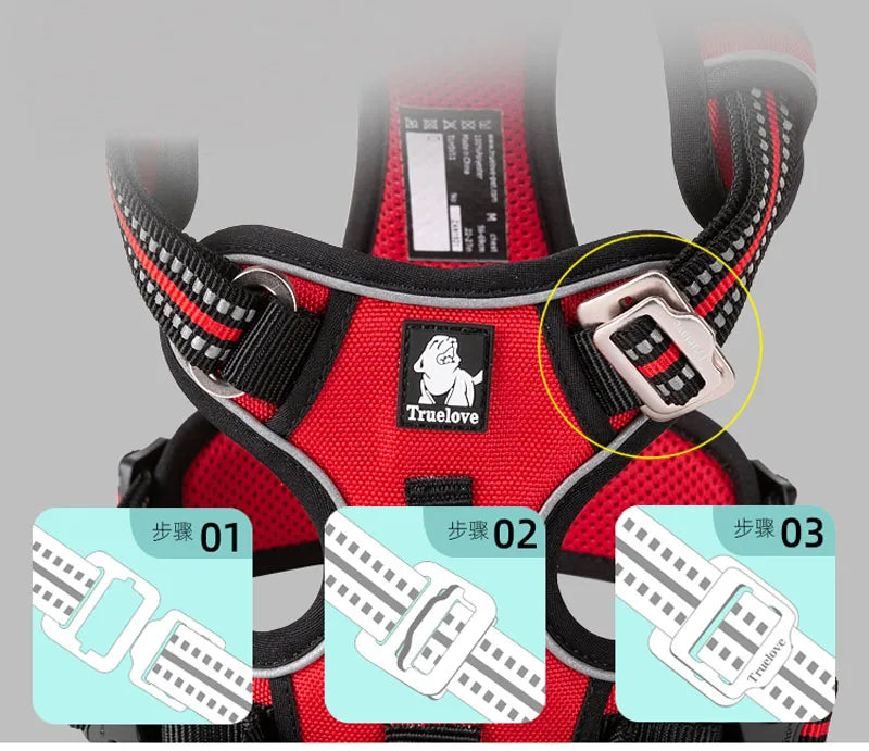 Truelove Front Nylon Dog Harness No Pull Vest Soft Adjustable Safety Harness For Dog Small Large Running Training French Bulldog