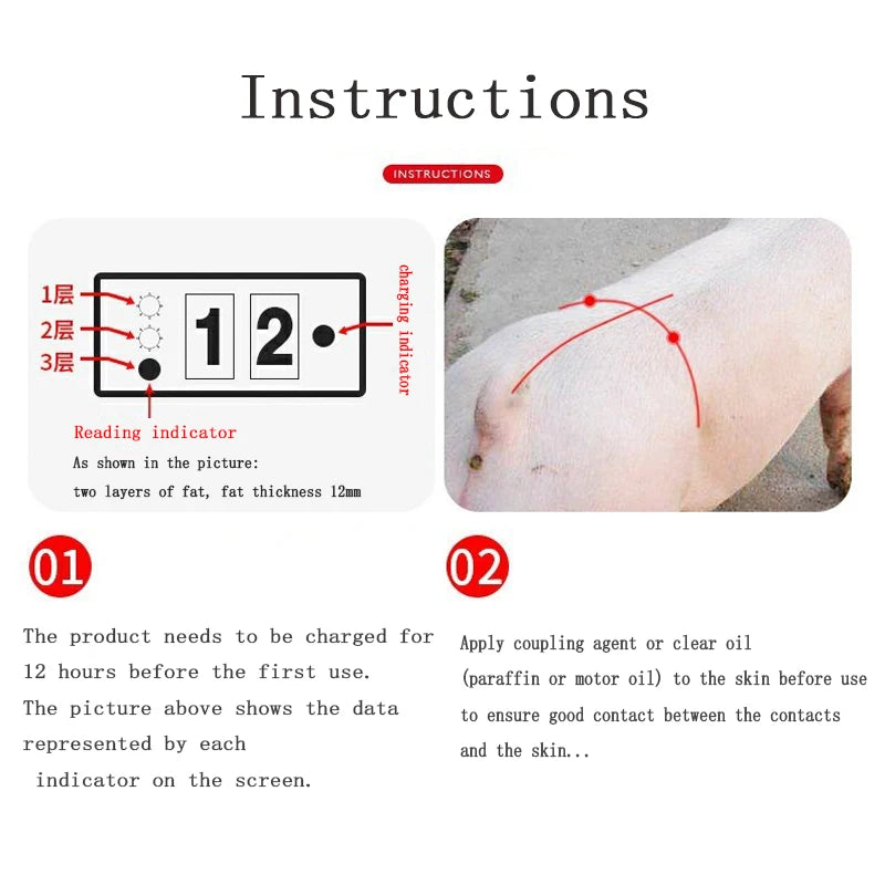 Pig Back Fat Detection Equipment Farm animals Porket Criterion Precise Detector Farming Equipment Livestock Fat Measurement