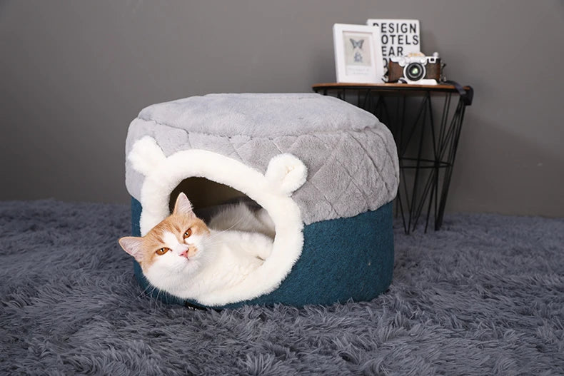 HOOPET Cat Bed House Soft Plush Kennel Puppy Cushion Small Dogs Cats Nest Winter Warm Sleeping Pet Dog Bed Pet Mat Supplies - Play Paws Toys