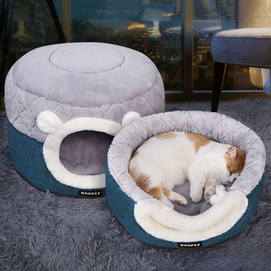 HOOPET Cat Bed House Soft Plush Kennel Puppy Cushion Small Dogs Cats Nest Winter Warm Sleeping Pet Dog Bed Pet Mat Supplies - Play Paws Toys