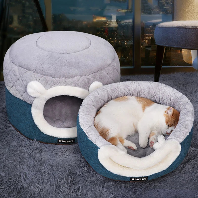HOOPET Cat Bed House Soft Plush Kennel Puppy Cushion Small Dogs Cats Nest Winter Warm Sleeping Pet Dog Bed Pet Mat Supplies - Play Paws Toys