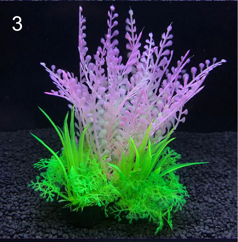 Artificial Aquarium Decor Plants Water Plastic Ornament Aquatic Plant Fish Tank Grass Decoration Accessories 14cm 12 Kinds