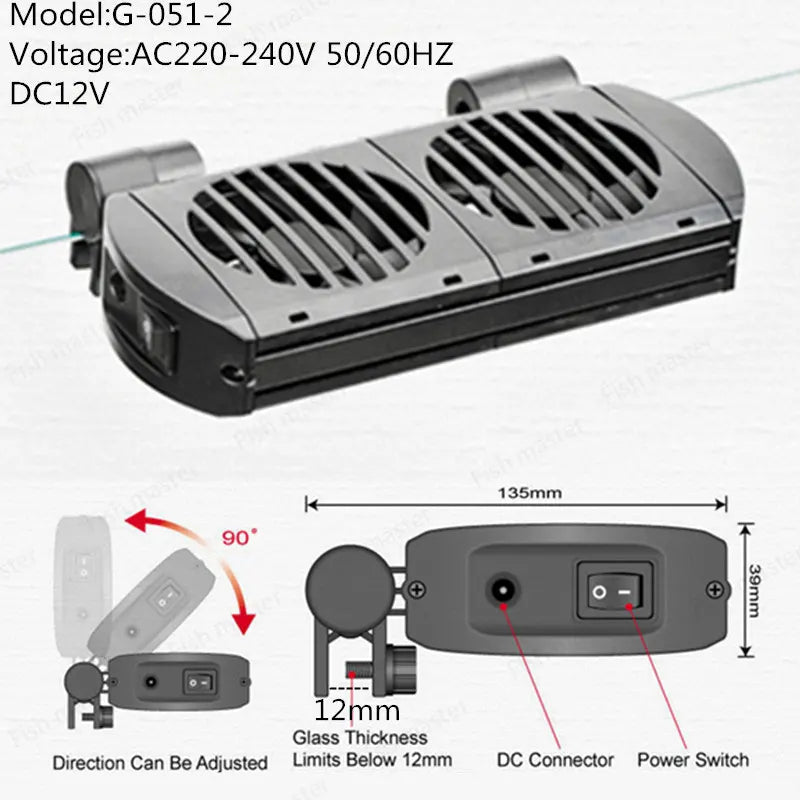 Aquarium fish tank automatic temperature control fan tank cooling aquarium fan water cooling mute 1 2 3 4 5 6