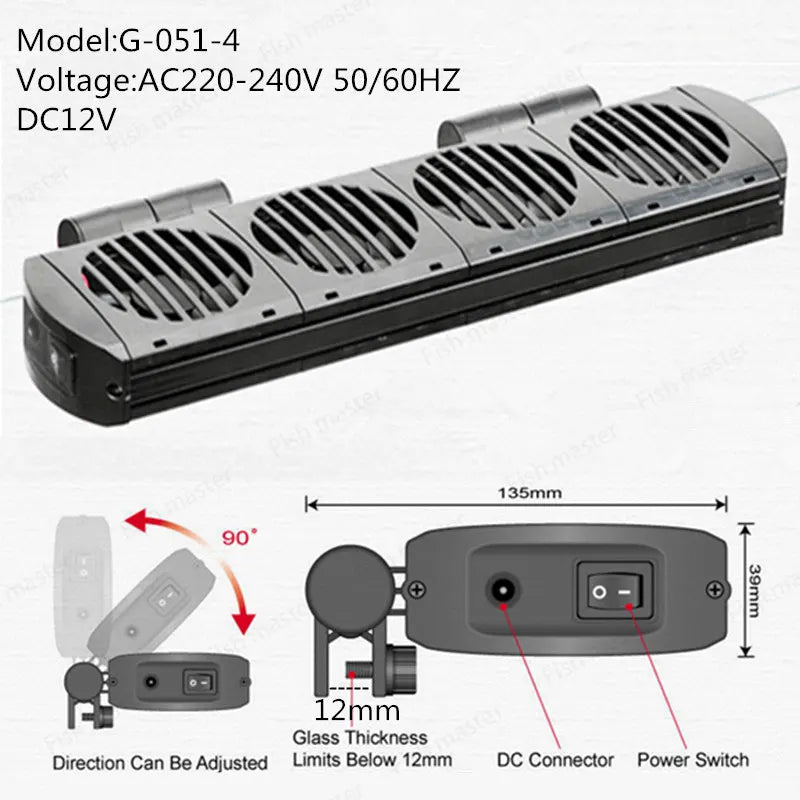 Aquarium fish tank automatic temperature control fan tank cooling aquarium fan water cooling mute 1 2 3 4 5 6
