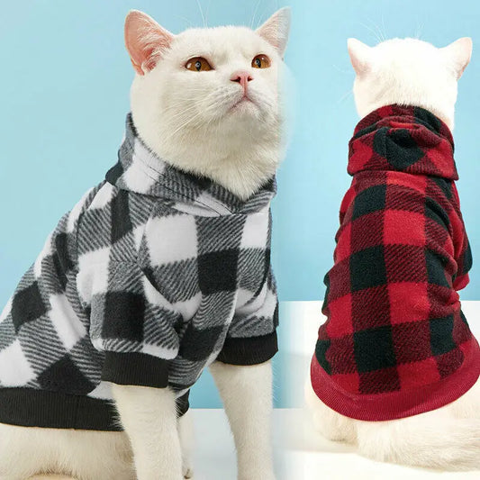 Plaid Winter Warm Pet Dog Cat Clothes Hoodies Sweater Clothing Puppy Coat Jacket Cute Puppy Outfit Pet Jacket Coat Clothing - Play Paws Toys