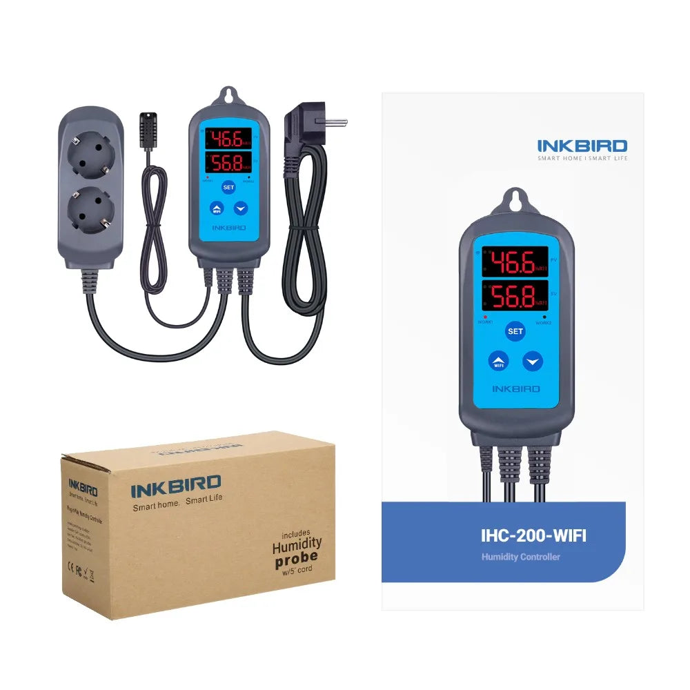 INKBIRD IHC-200 & 200 WiFi EU Socket&Plug Digital Humidity Controller for Household Humidifying and Dehumidifying for Free APP