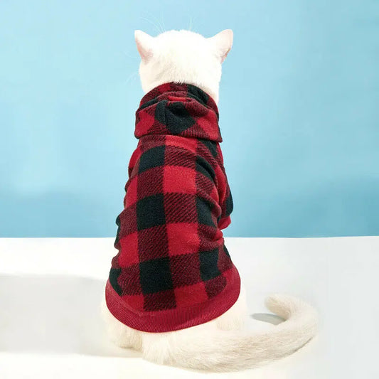 Plaid Winter Warm Pet Dog Cat Clothes Hoodies Sweater Clothing Puppy Coat Jacket Cute Puppy Outfit Pet Jacket Coat Clothing - Play Paws Toys