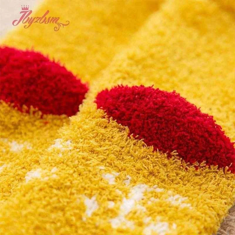 2021 New coral fleece gift box socks winter thick cartoon embroidery landing Christma socks Santa Claus warm socks