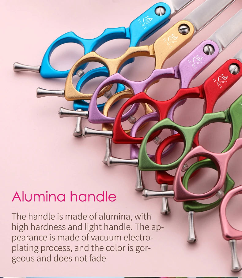 Fenice Professional JP440C&VG10 Colorful 6.0 6.5 Inch Curved Grooming Scissors Pet Scissor for Dogs Cats