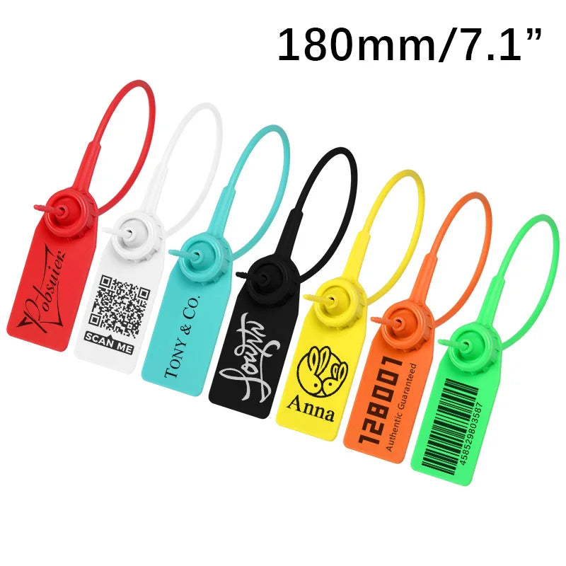 Pobsuier 100Pcs Custom Plastic Labels Clothing Brand Tag Disposable Personalized Security Hang Tags for Clothes Shoes 180mm/7.1"