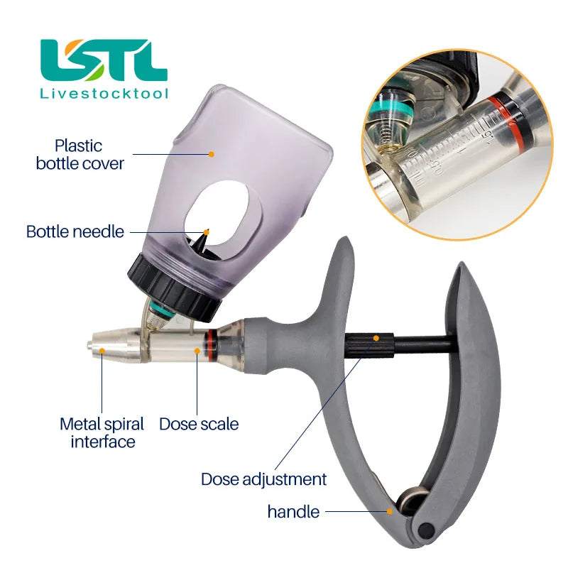 2ml /5ml Automatic Veterinary Continuous Syringe Animal Injection Adjustable Vaccine Injection for livestock Pig Cattle Sheep