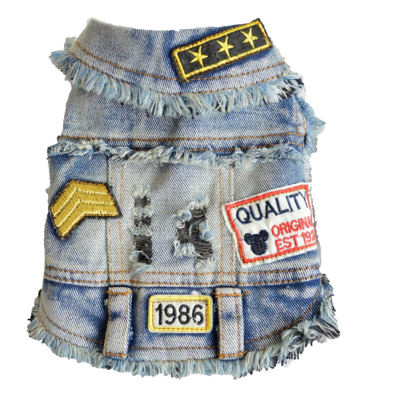 Stylish Cowboy Dog Jacket Spring Denim Dog Clothes Vest Puppy Clothing for Dogs Chihuahua Yorkies Casual Jeans Pet Coat Costumes