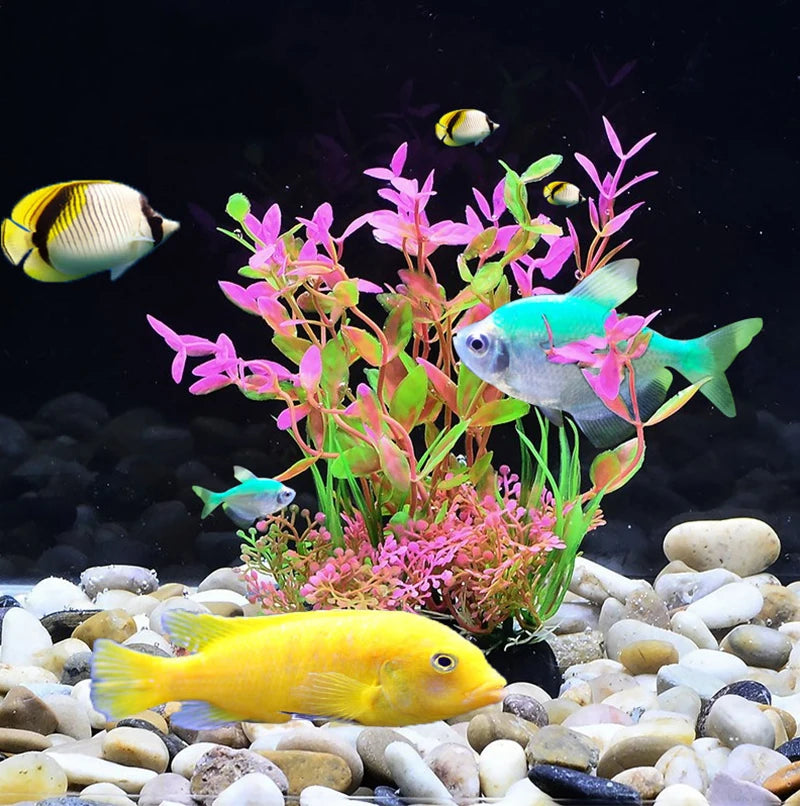 Artificial Aquarium Decor Plants Water Plastic Ornament Aquatic Plant Fish Tank Grass Decoration Accessories 14cm 12 Kinds