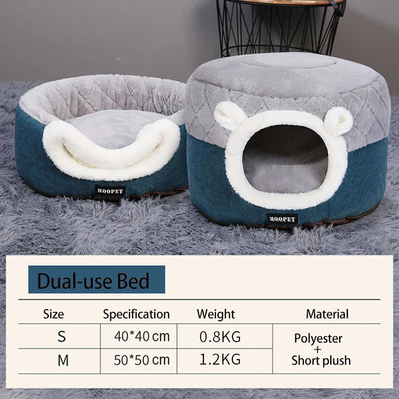 HOOPET Cat Bed House Soft Plush Kennel Puppy Cushion Small Dogs Cats Nest Winter Warm Sleeping Pet Dog Bed Pet Mat Supplies - Play Paws Toys