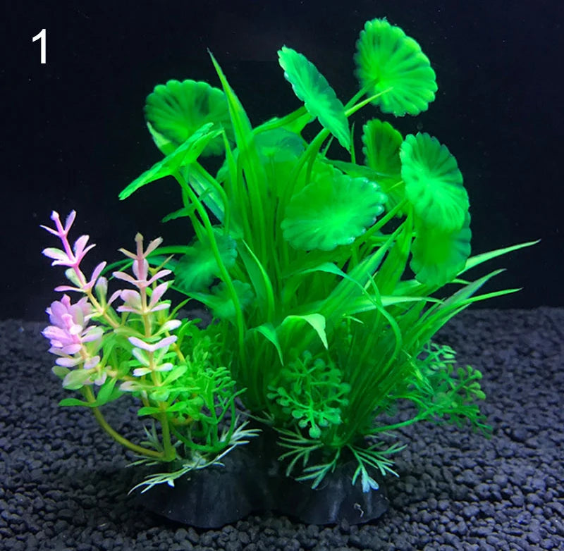 Artificial Aquarium Decor Plants Water Plastic Ornament Aquatic Plant Fish Tank Grass Decoration Accessories 14cm 12 Kinds