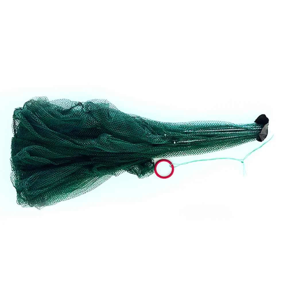 High Strength 4-28 Holes Automatic Hand Fishing Net Shrimp Cage Fish Trap Cast Nets Cast Fold Crab Fishing Network Outdoor Net