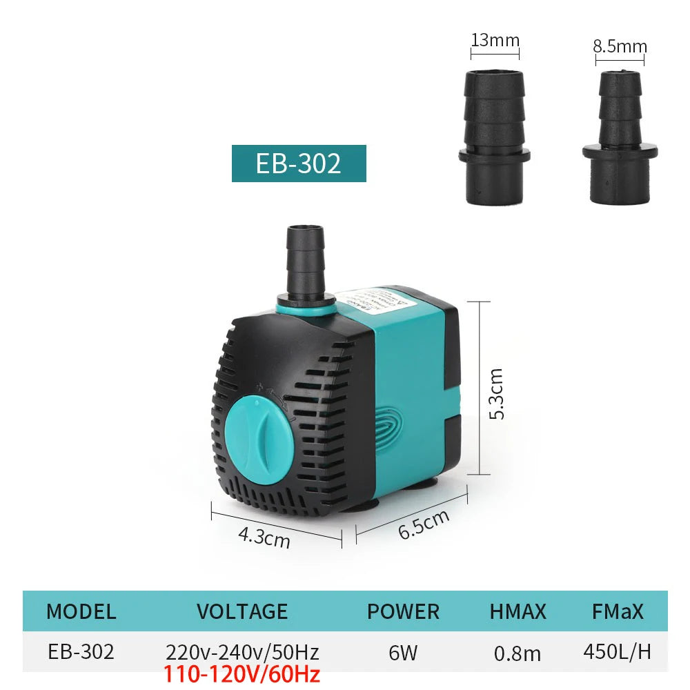 Aquarium Submersible Water Pump 3-60W  Fountain Filter Fish Pond Quiet Water Pump Tank Fountain Side Suction Pump EU US UK Plug
