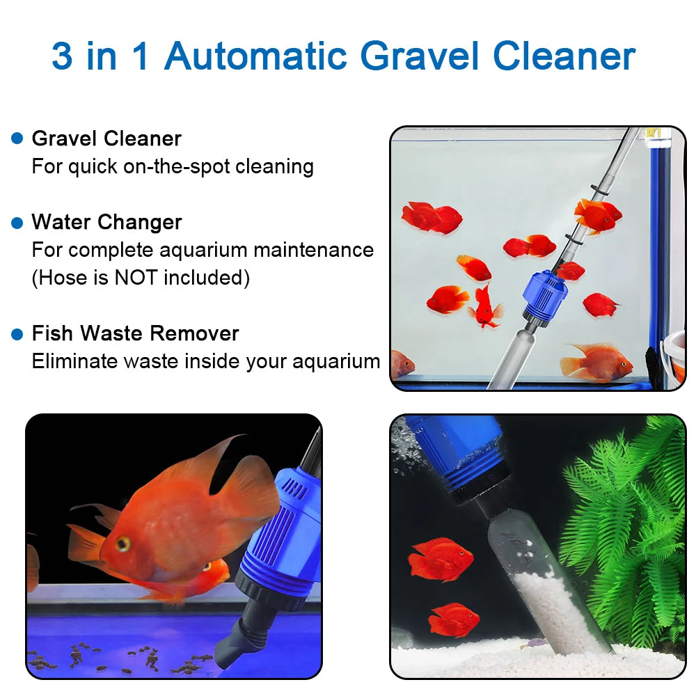 Electric Siphon Filter Fish Tank Sand Washer US Plug Aquarium Siphon Operated Cleaner Vacuum Gravel Water Changer