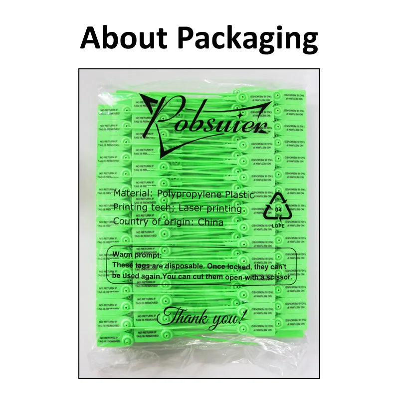 Pobsuier 100Pcs Custom Plastic Labels Clothing Brand Tag Disposable Personalized Security Hang Tags for Clothes Shoes 180mm/7.1"