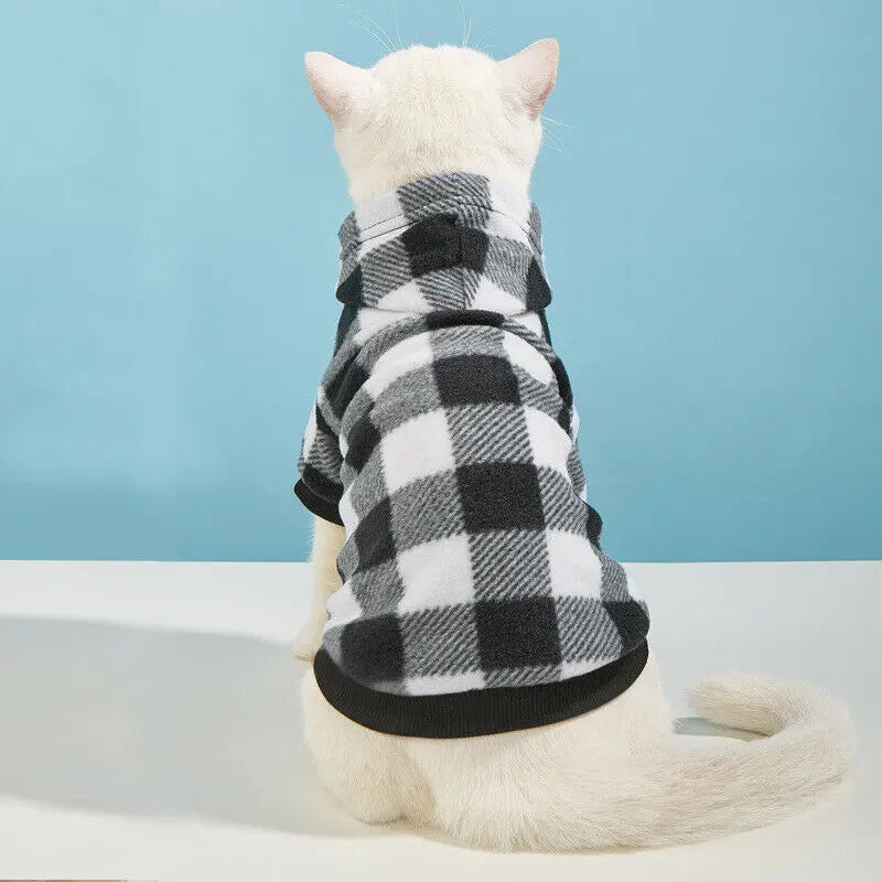 Plaid Winter Warm Pet Dog Cat Clothes Hoodies Sweater Clothing Puppy Coat Jacket Cute Puppy Outfit Pet Jacket Coat Clothing - Play Paws Toys