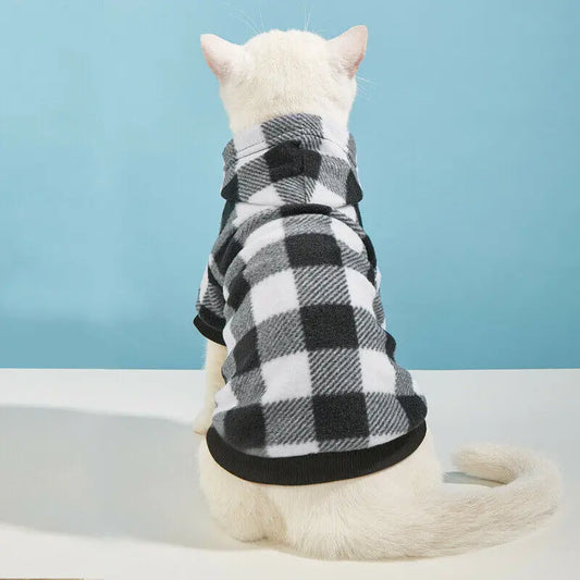 Plaid Winter Warm Pet Dog Cat Clothes Hoodies Sweater Clothing Puppy Coat Jacket Cute Puppy Outfit Pet Jacket Coat Clothing - Play Paws Toys