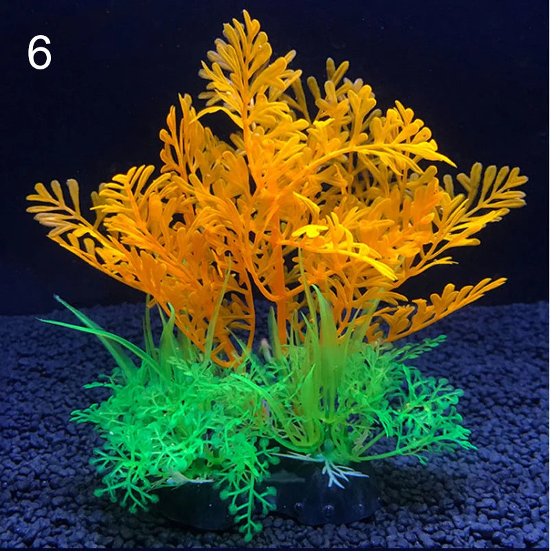 Artificial Aquarium Decor Plants Water Plastic Ornament Aquatic Plant Fish Tank Grass Decoration Accessories 14cm 12 Kinds