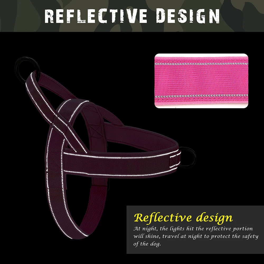 Reflective No Pull Nylon Dog Harness Adjustable Pet Walking Training Harness Vest For Medium Large Dogs Pitbull German Shepherd