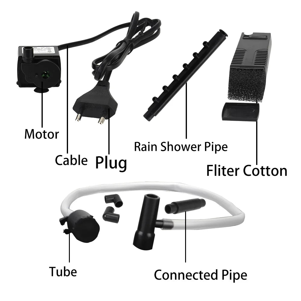Low Level Water Submersible Water Filter Pump Aquarium Fish Tank Oxygen Increasing Pump EU Plug Turtle Tank Filter