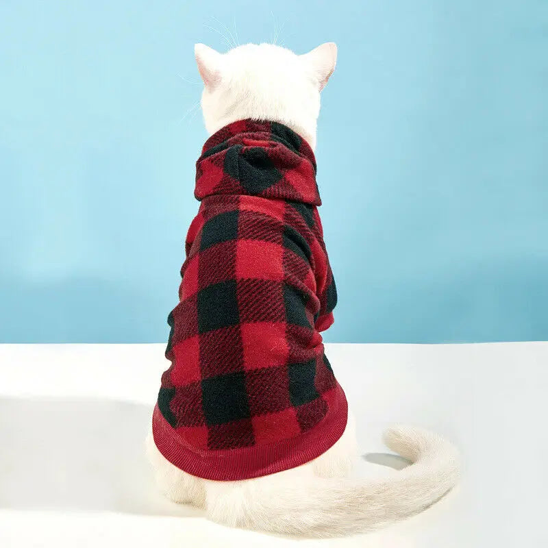 Plaid Winter Warm Pet Dog Cat Clothes Hoodies Sweater Clothing Puppy Coat Jacket Cute Puppy Outfit Pet Jacket Coat Clothing - Play Paws Toys
