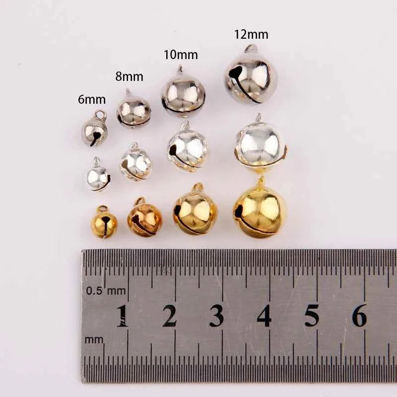 Silver Gold Nickel Copper Jingle Bells Pendants Hanging Christmas Ornaments Christmas Decorations Party DIY Crafts Accessories