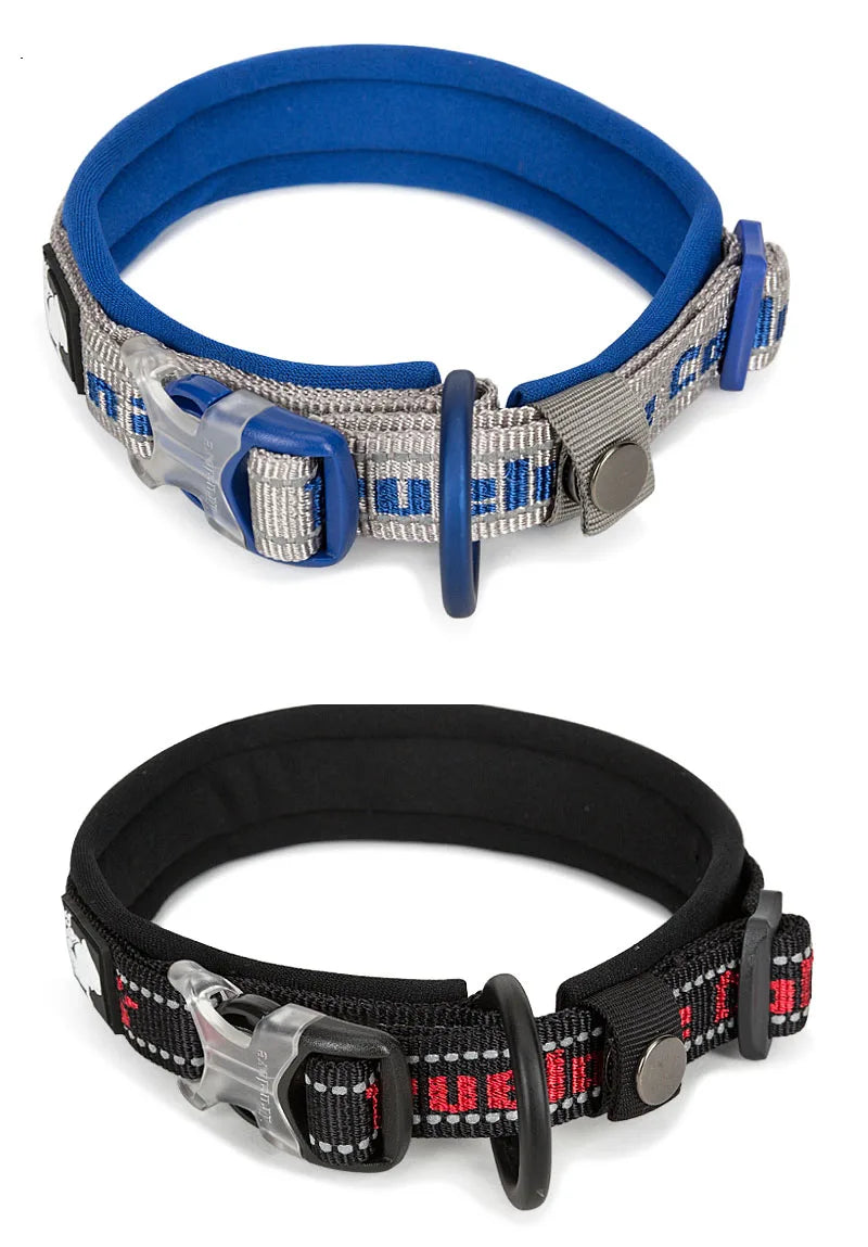 Truelove Embroider Neoprene Pet Dog Collar Nylon Adjustable Dog Collars For Big Small Dogs Running Reflective Chihuahua Bitpulls