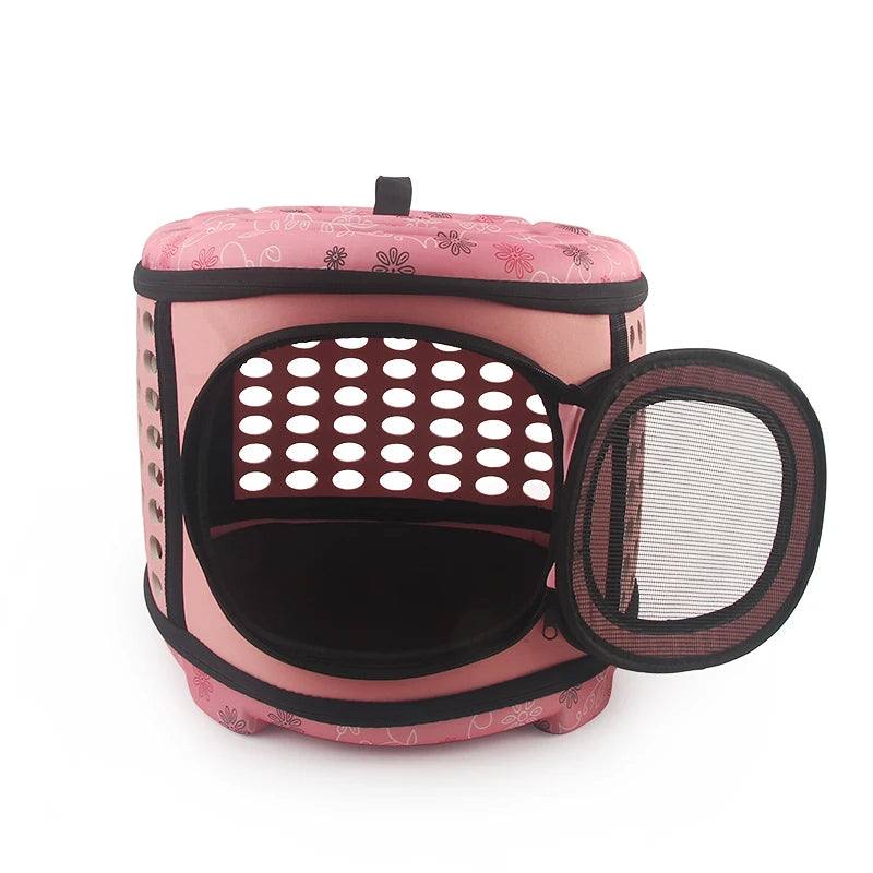 Travel Pet Bag Cat Flower Carriers Bags Breathable Pink Folding Small Dog Outdoor Shoulder Bag Folding Cats Carrying - Play Paws Toys