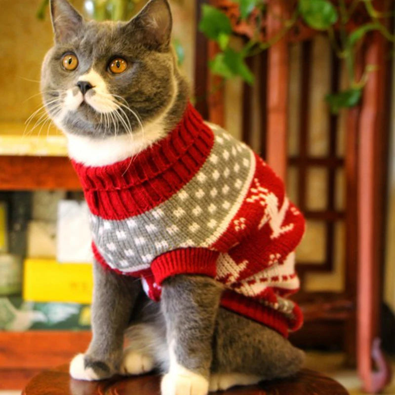 Cute Cat Sweater Costume Winter Warm Pet Clothes for Cats Katten Sphynx Pullover Mascotas Clothing Gatos Products for Animals - Play Paws Toys