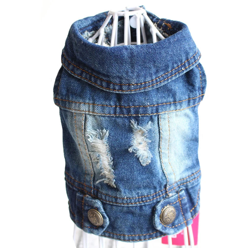 Stylish Cowboy Dog Jacket Spring Denim Dog Clothes Vest Puppy Clothing for Dogs Chihuahua Yorkies Casual Jeans Pet Coat Costumes