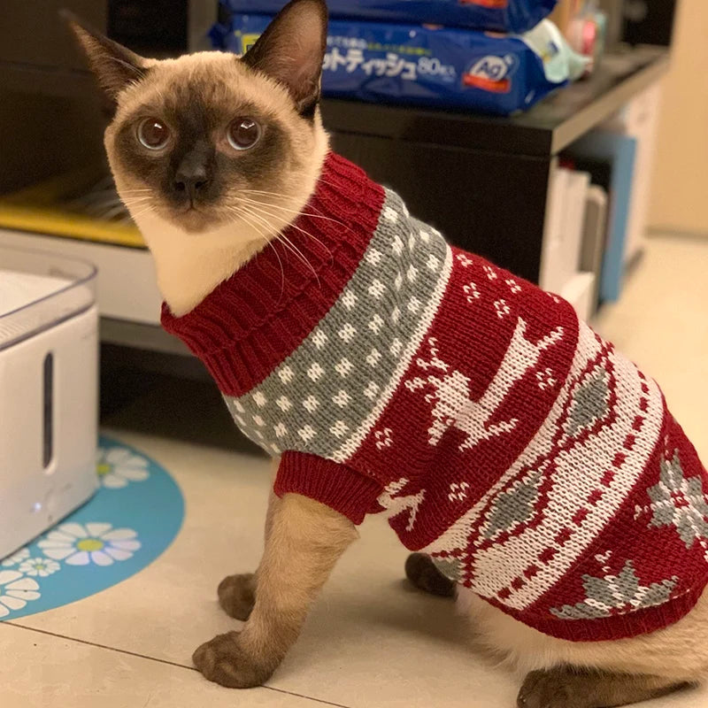 Christmas Cat Sweater Winter Warm Pet Costume for Cats Kedi katten Sphynx Clothing Mascotas Clothes for Dog Animals ropa de gato - Play Paws Toys