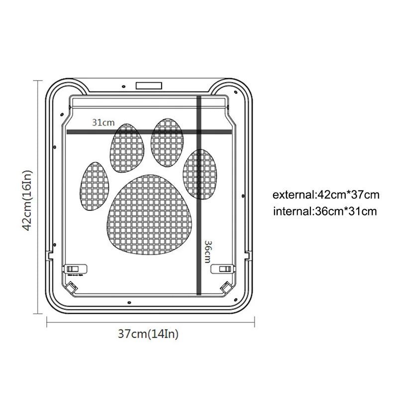 4-Way Lockable Plastic Pet Big Dog Cat Door for Screen Window Safety Flap Gates Pet Tunnel Dog Fence Free Access Door for Home - Play Paws Toys